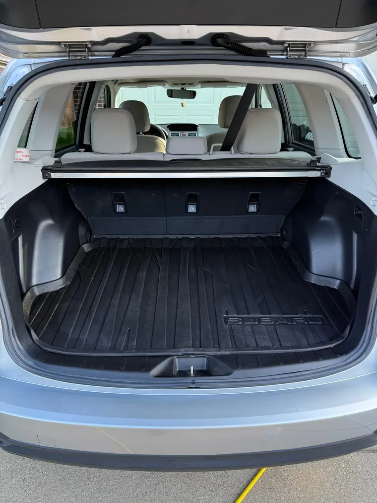 Silver Subaru Forester clean cargo area after a mobile interior detail by A&F Auto Detailing in Commerce Township, MI