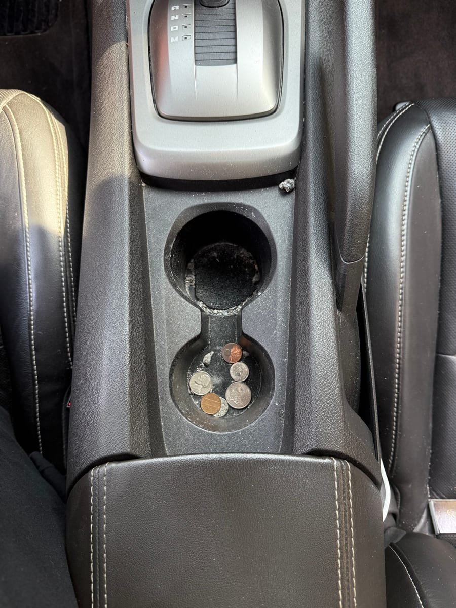 Chevy Camaro Console & cupholders before detailing