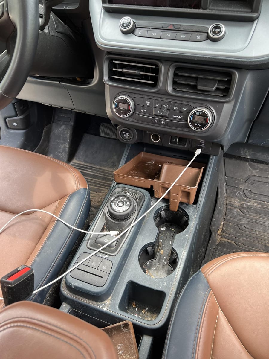 Ford Maverick Center console before detailing