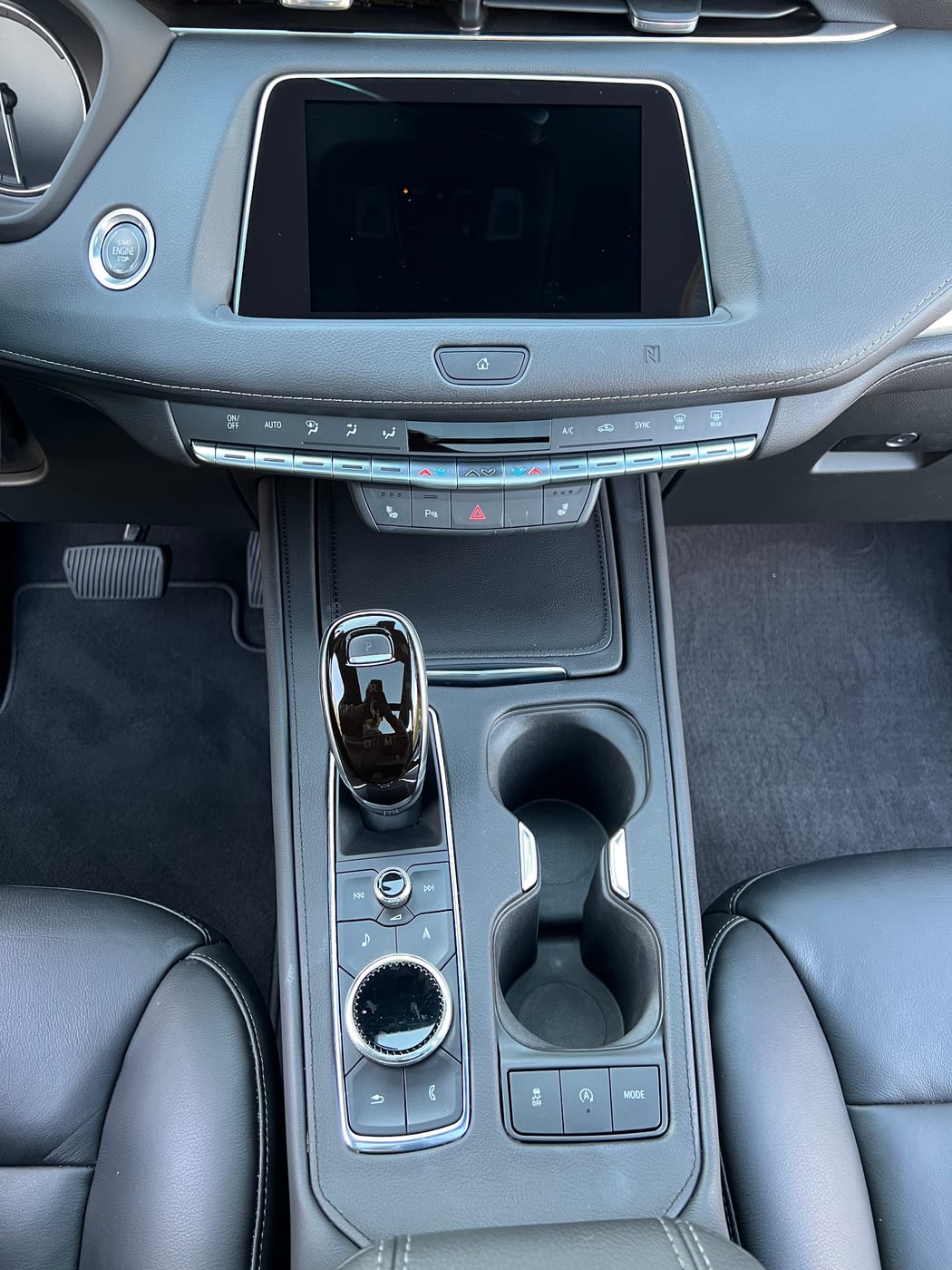 Cadillac XT4 dashboard and console after an interior detail by A&F Auto Detailing